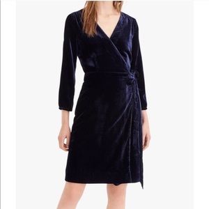 NWT J Crew Navy Velvet Wrap Dress